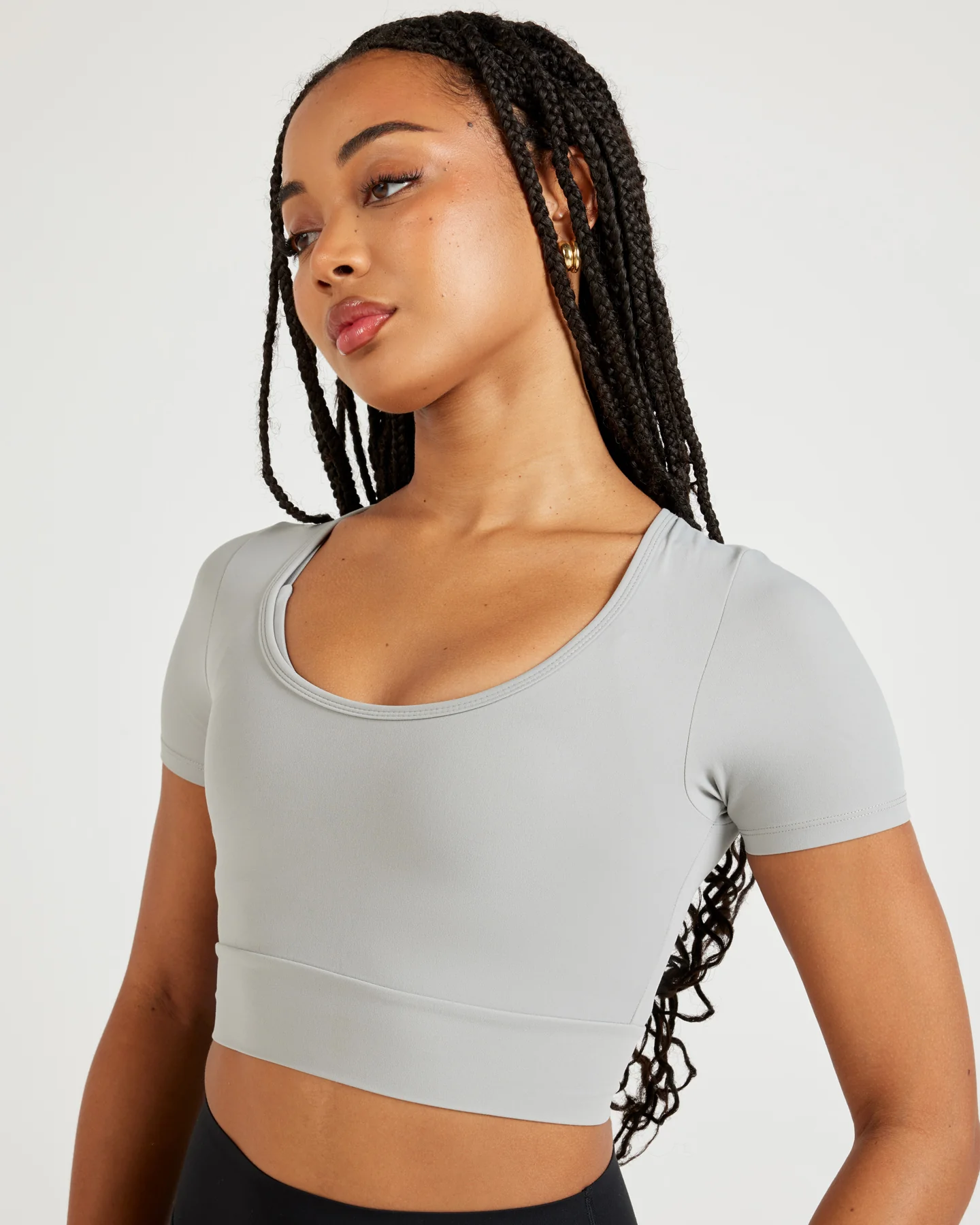 Airey Scoop Crop Tee - Moon Grey - Image 4