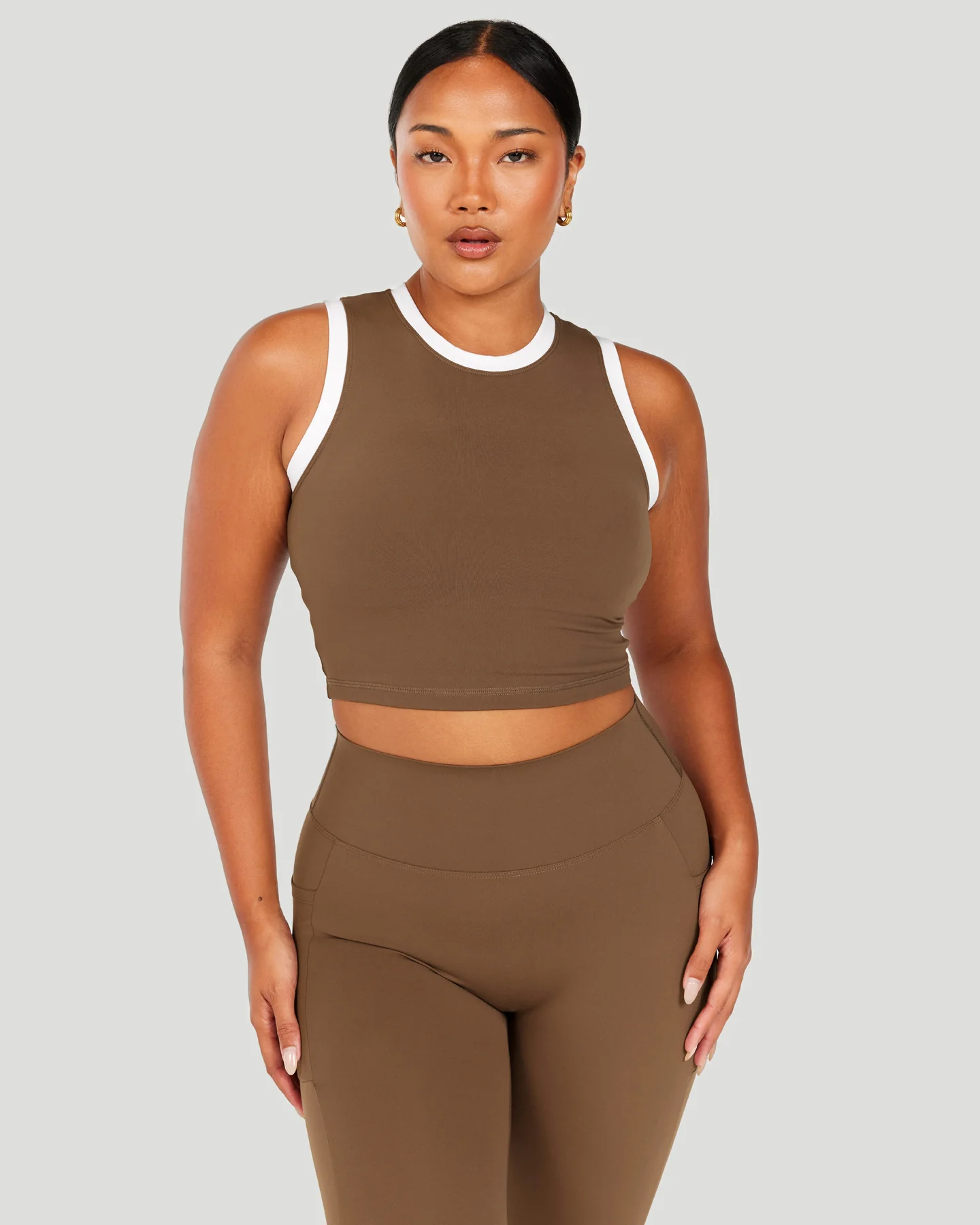 Aura Ringer Tank - Cafe Latte / White - Image 4