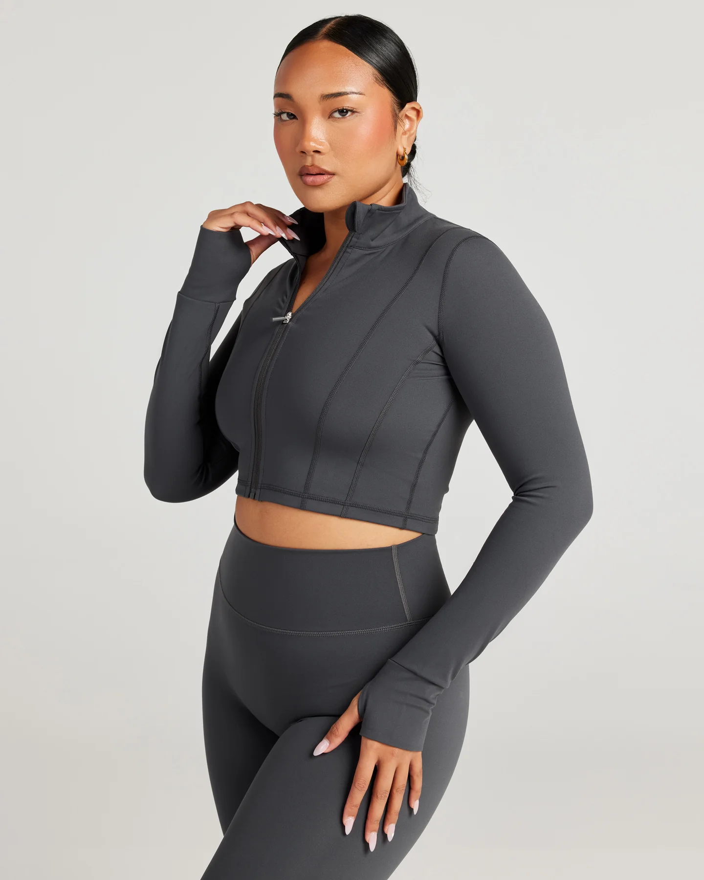 Cropped Aura Jacket - Charcoal - Image 2