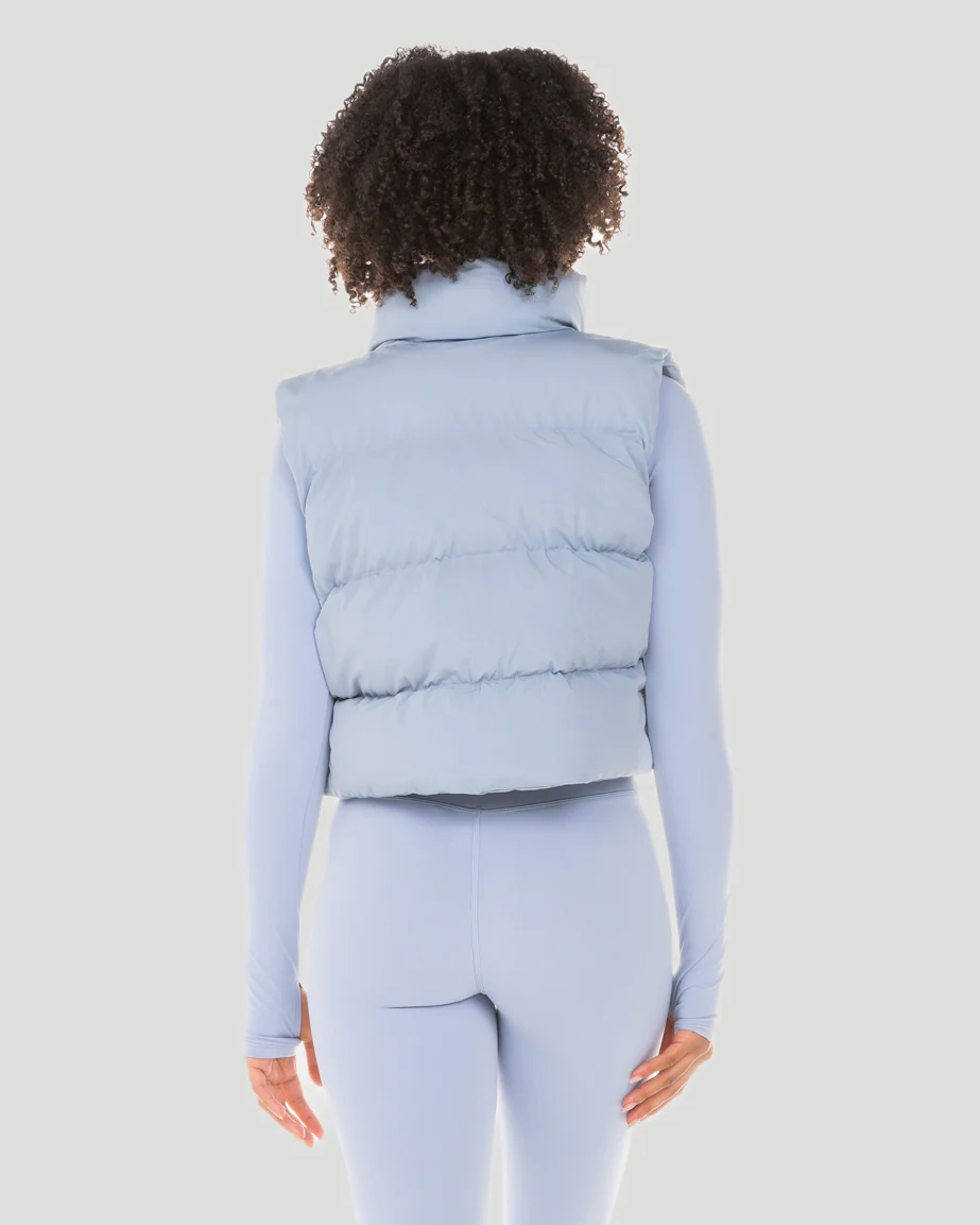 Cropped Puffer Vest - Blue Blizzard - Image 2