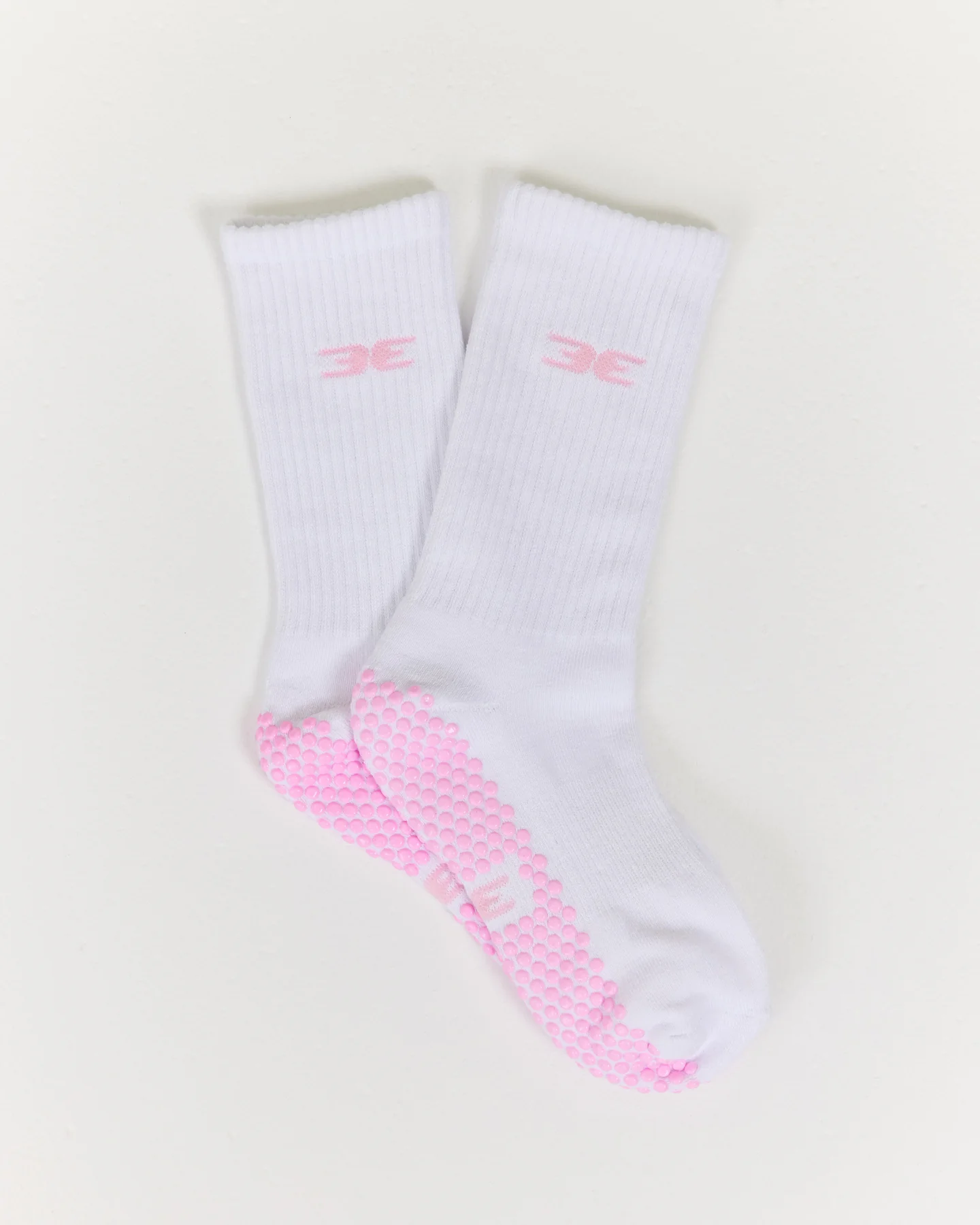 EE Crew Pilates Grip Socks - White/Pink - Image 2