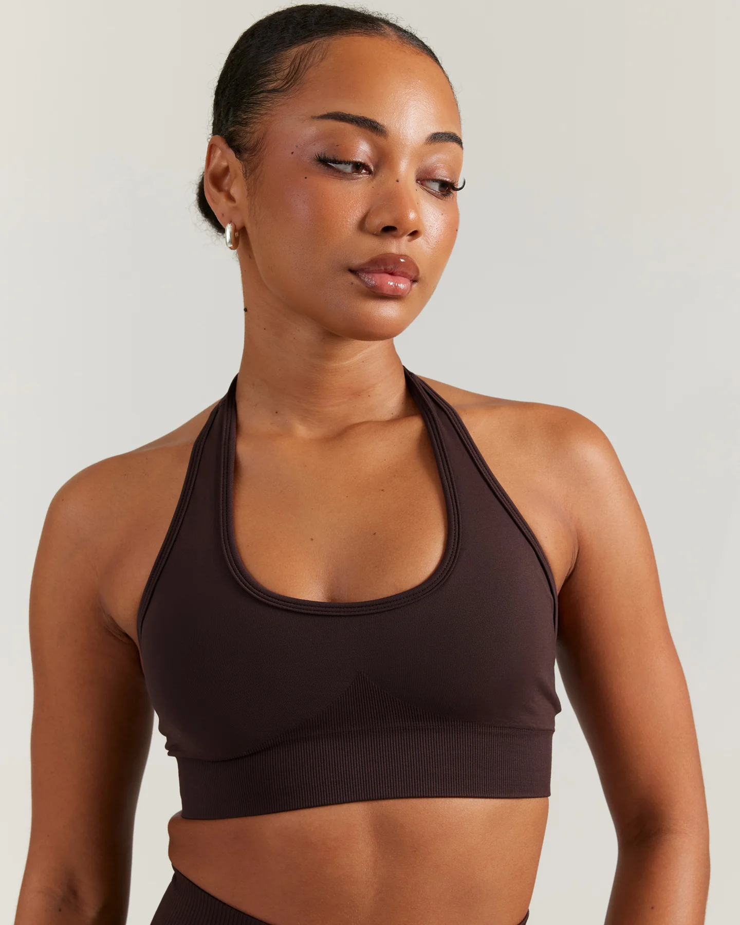 Elite Seamless Halter Neck Bra - Espresso - Image 4