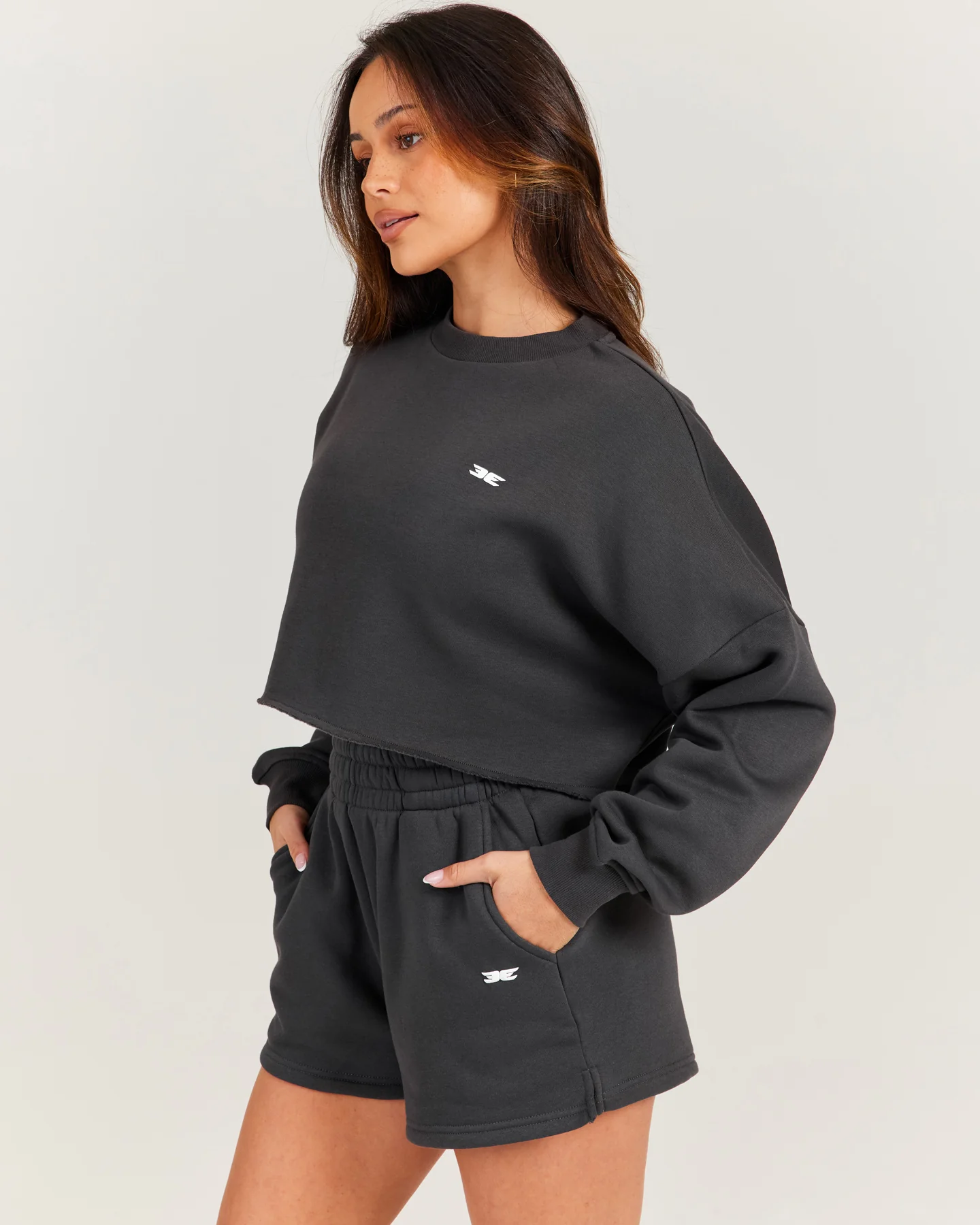Omni Cropped Crewneck - Charcoal - Image 2