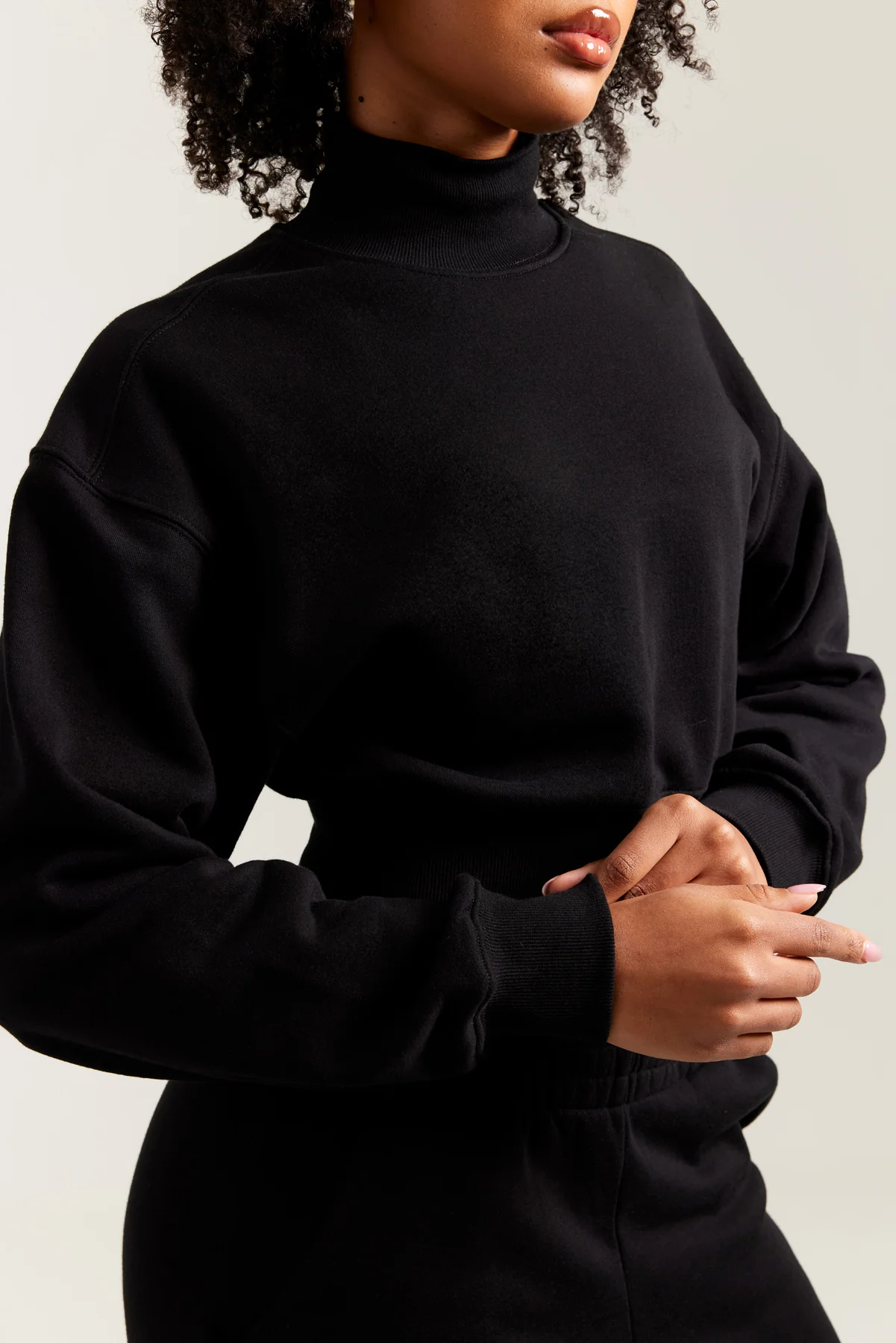Omni Cropped Mock Neck - Black - Image 4
