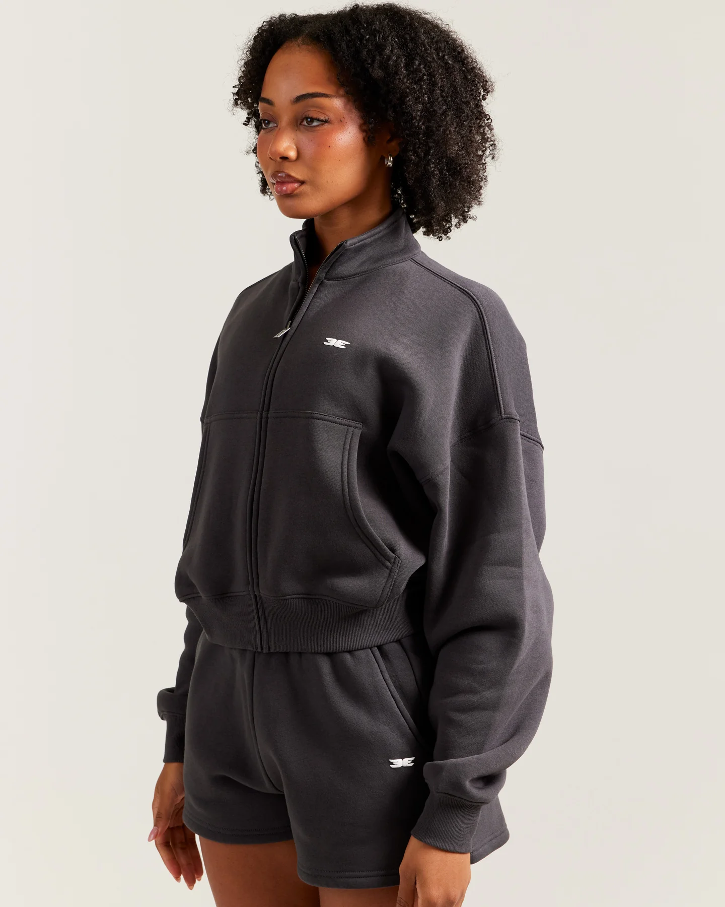 Omni Relaxed Zip Through - Charcoal - Image 3
