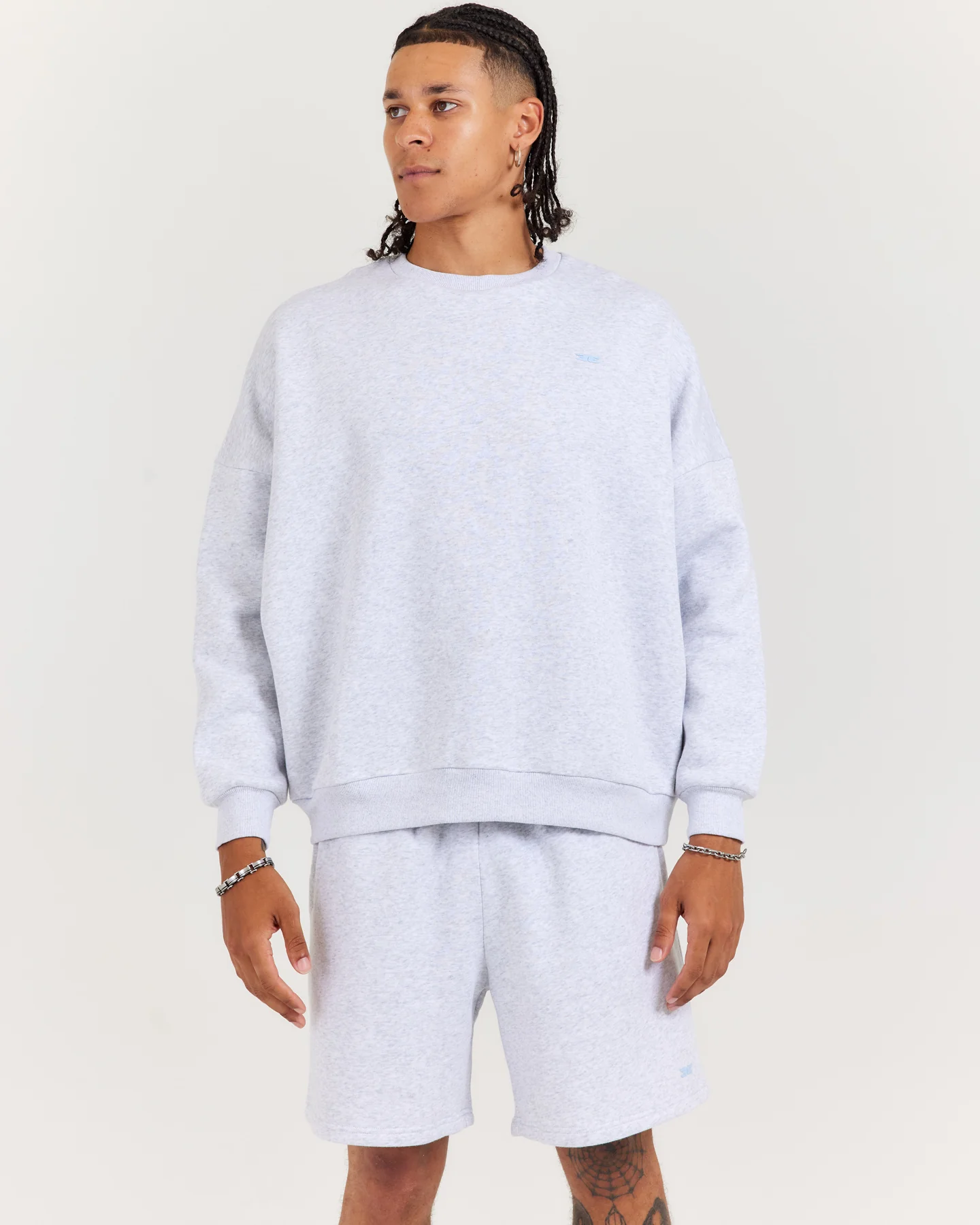Omni Unisex Crewneck - Grey Marle/Light Blue - Image 3