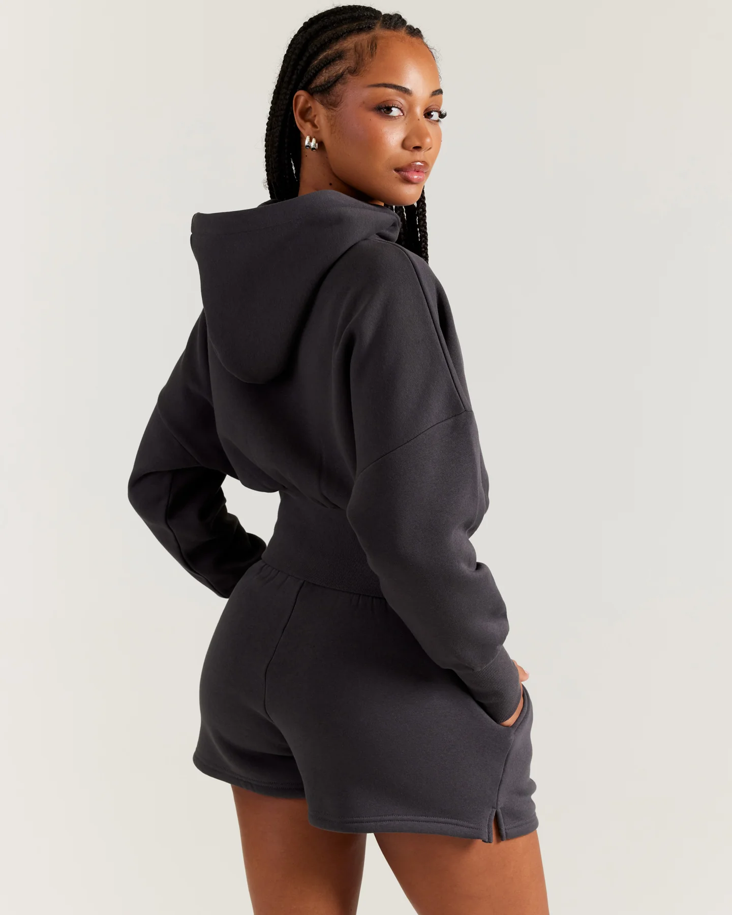 Omni Zip Through Hoodie - Charcoal - Image 2