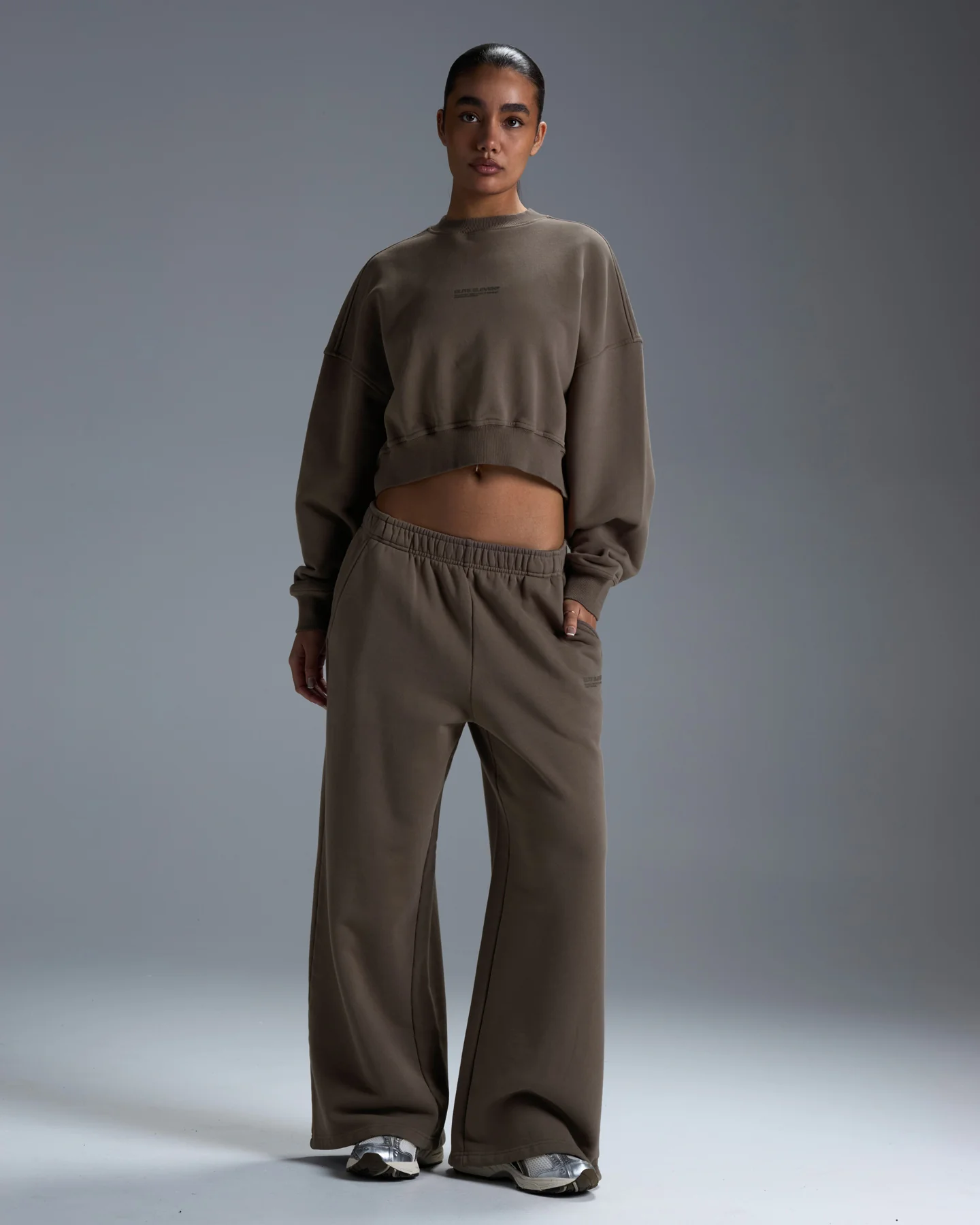 Premium Heavyweight Cropped Crewneck - Dark Taupe - Image 3