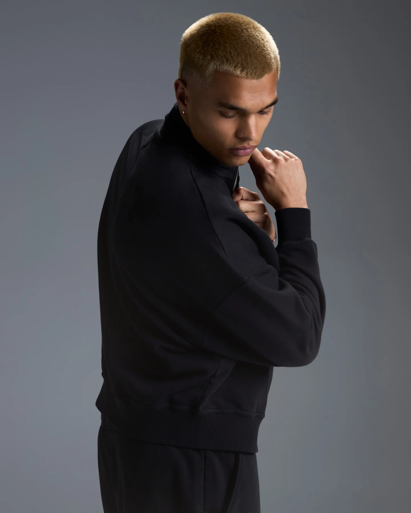 Premium Heavyweight Unisex 1/4 Zip - Black - Image 6