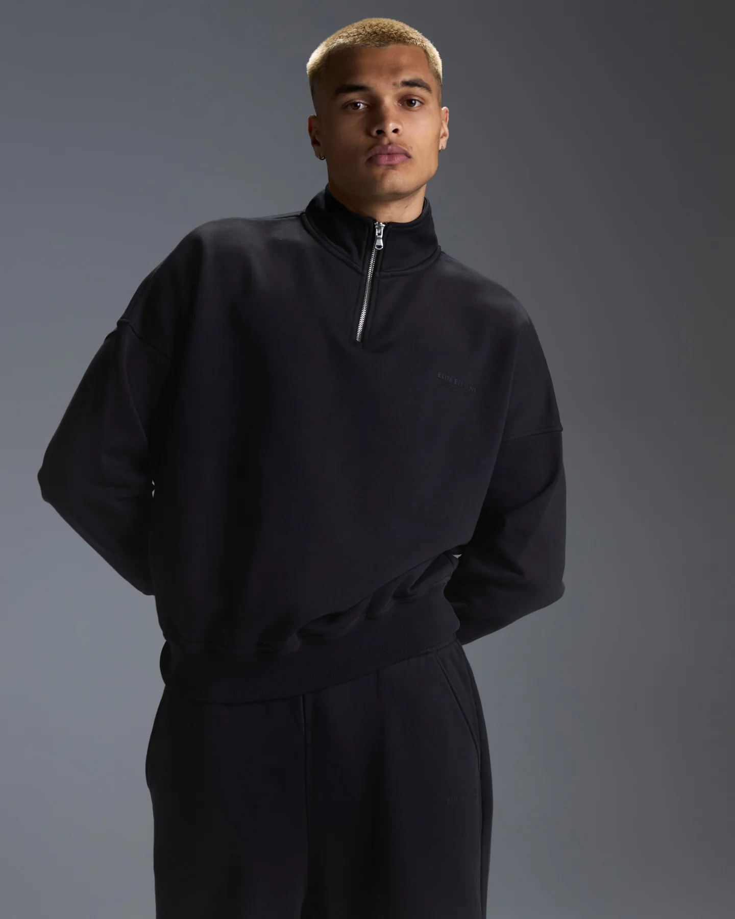 Premium Heavyweight Unisex 1/4 Zip - Black - Image 8