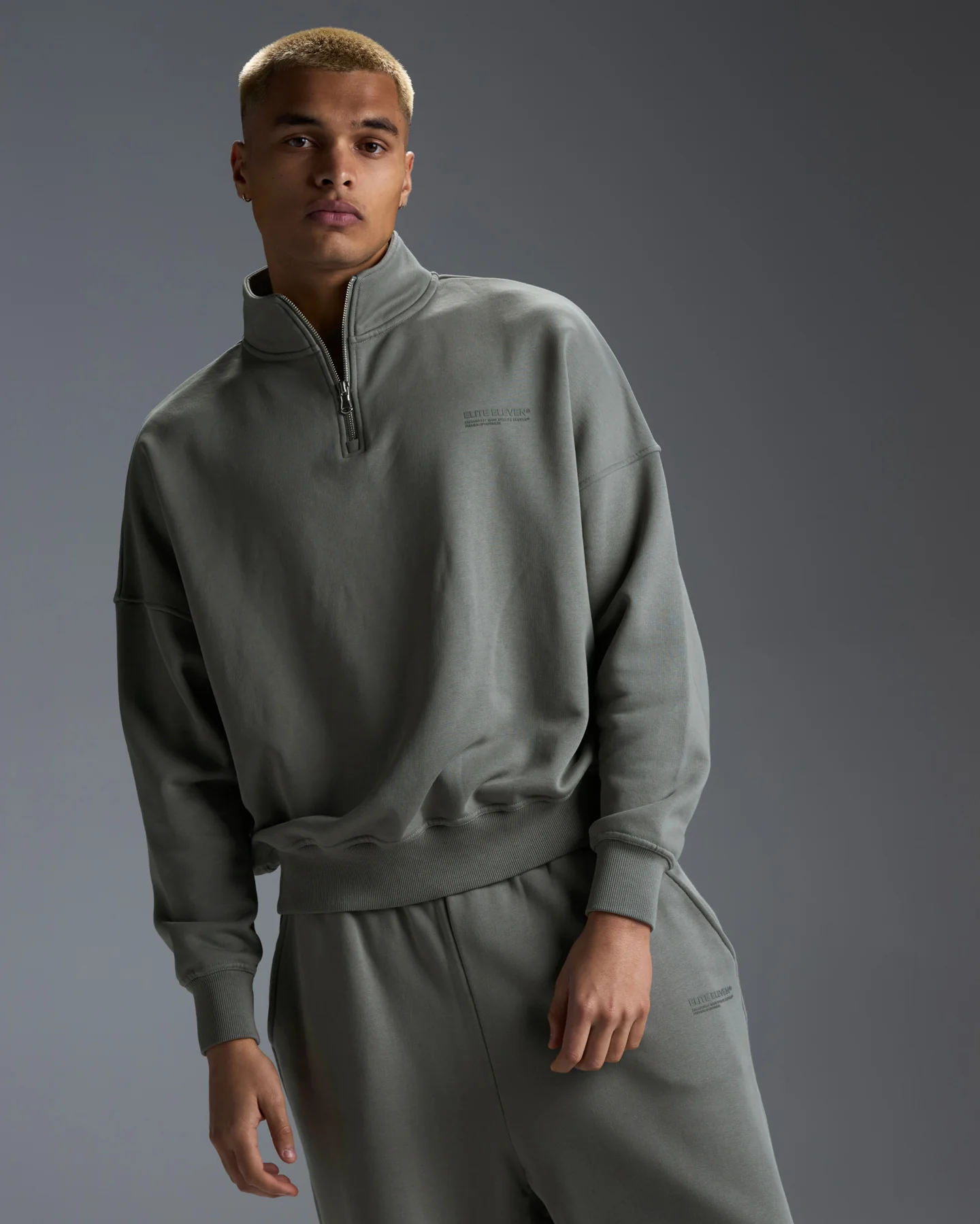 Premium Heavyweight Unisex 1/4 Zip - Fog Green - Image 4