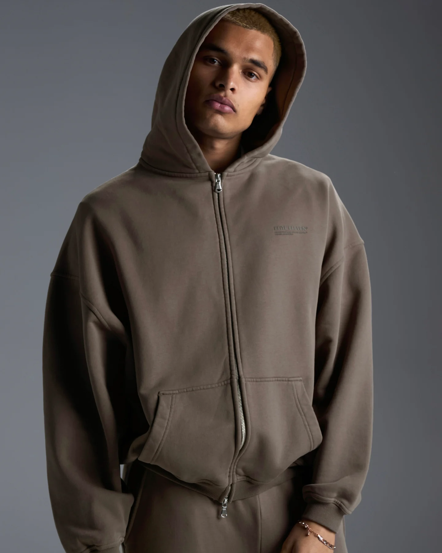 Premium Heavyweight Unisex Zip Through - Dark Taupe - Image 3