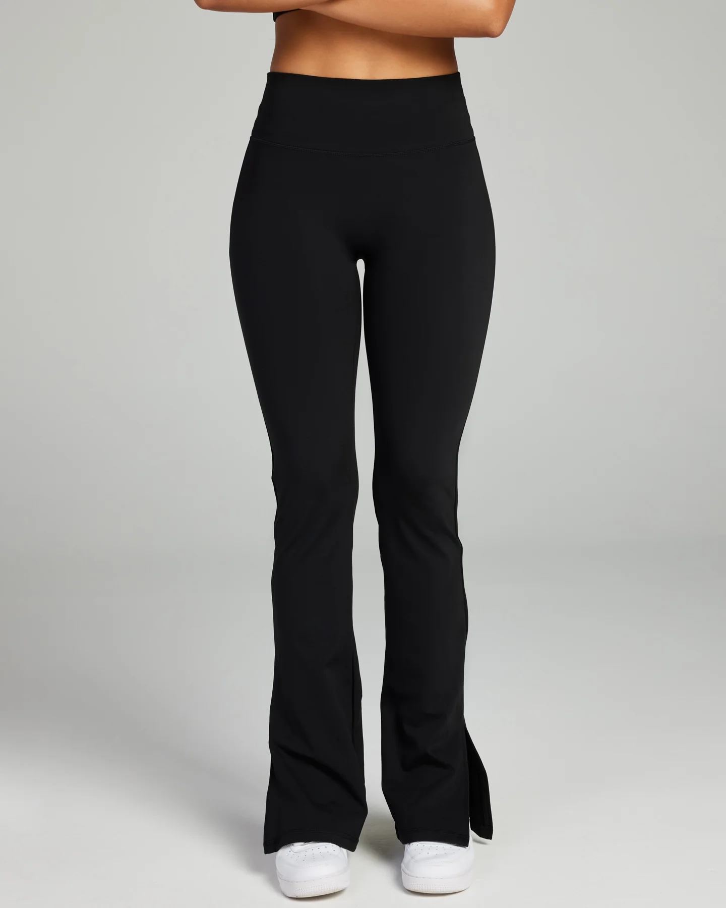 Split Flare Leggings - Black - Image 4