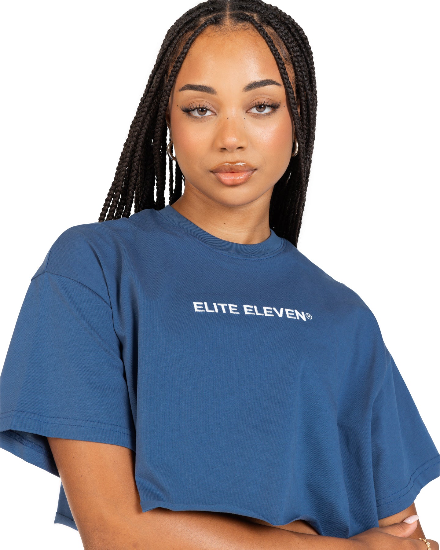 Women's Cropped Registered Tee - Mid Blue - Image 3