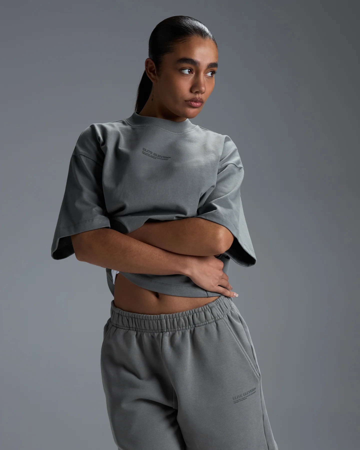 Women's Premium Oversized Cotton Boxy Tee - Fog Green - Image 3