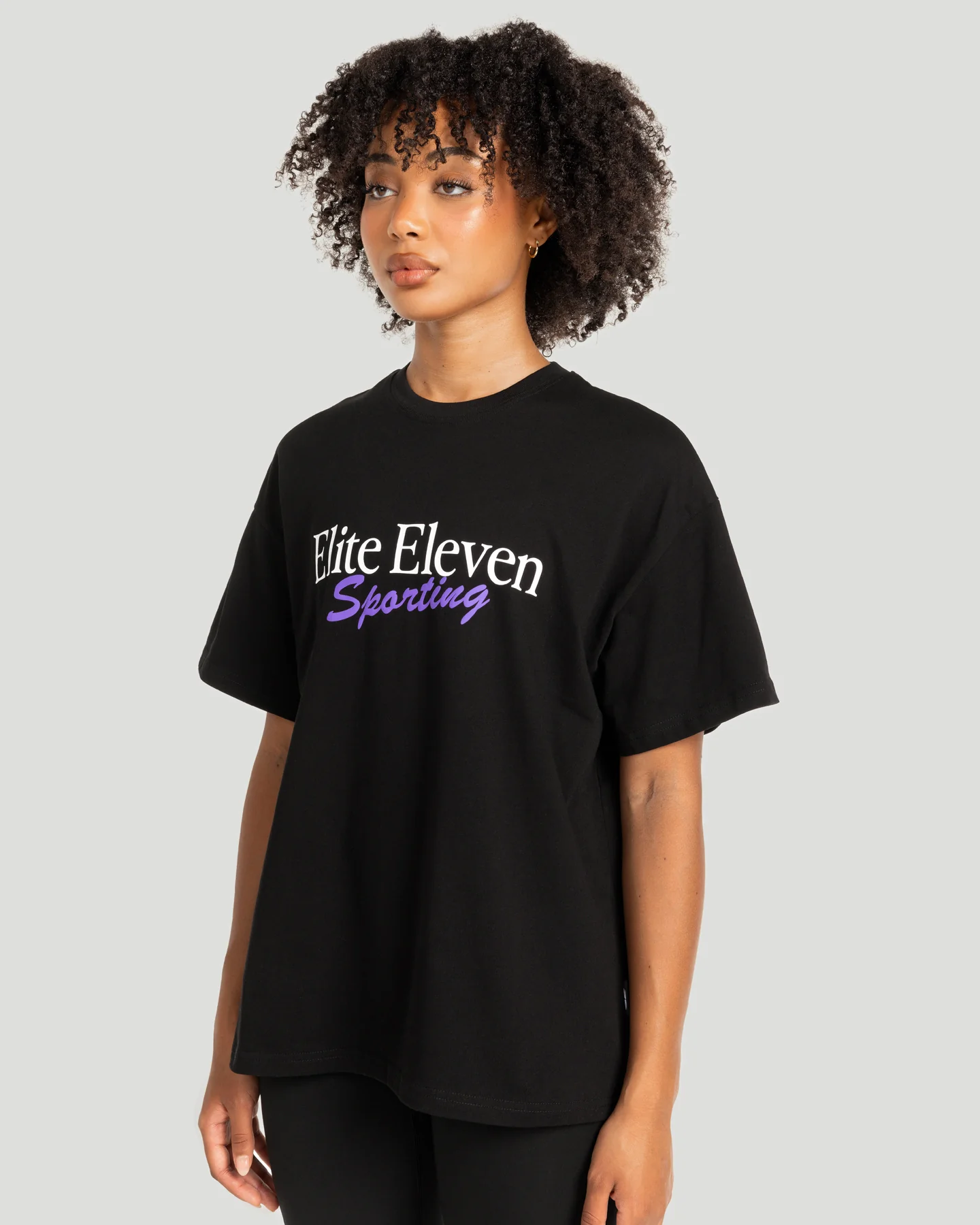 Women's Script Oversized Tee - Black / Purple - Image 3